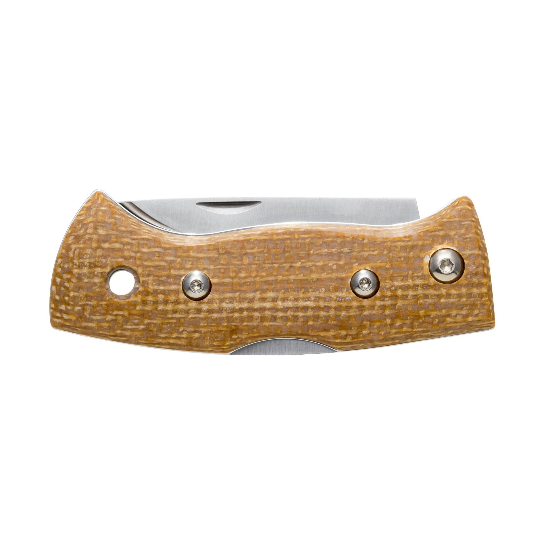 Helle Berget Mustard Jute Micarta folding knife closed