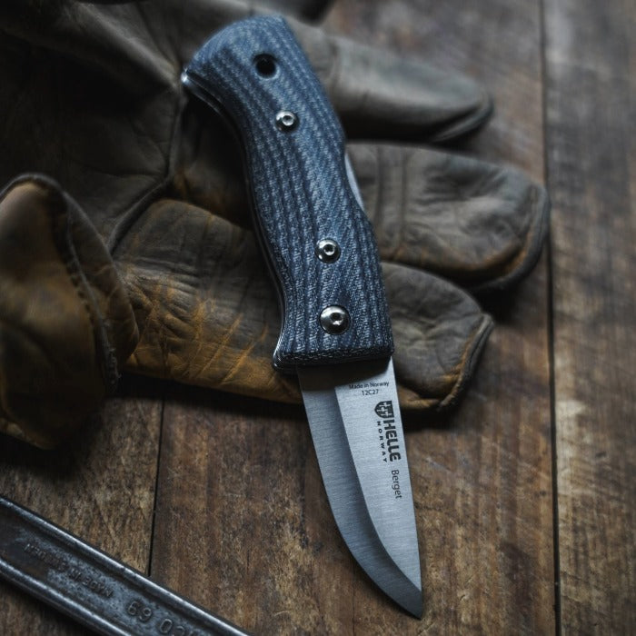 Helle Denim Micarta folding knife