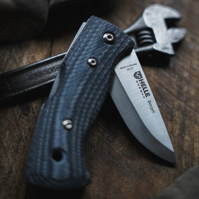 Helle Denim Micarta folding knife 