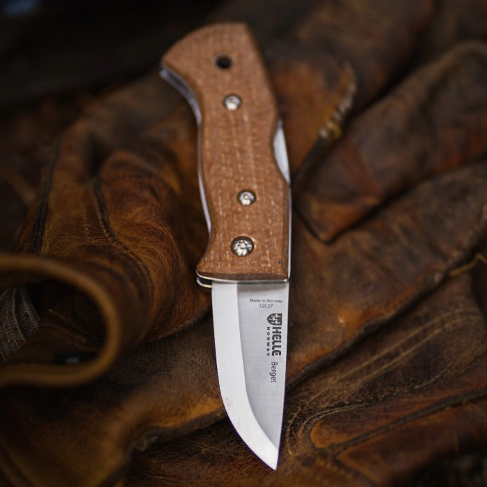 Helle Berget Mustard Jute Micarta folding knife 