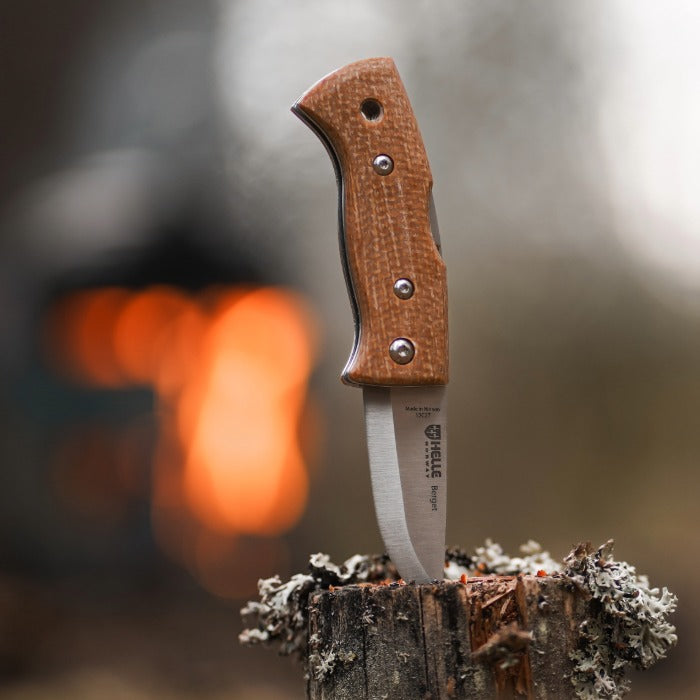 Helle Berget Mustard Jute Micarta folding knife 